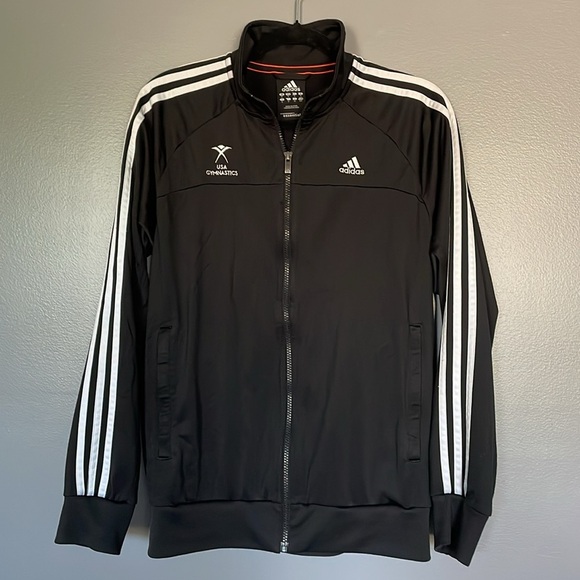 Adidas Climalite Track Jacket USA Gymnastics Black Full-Zip 3 Stripe Adult S - Picture 1 of 10